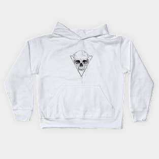 Skull in a triangle (bw) Kids Hoodie